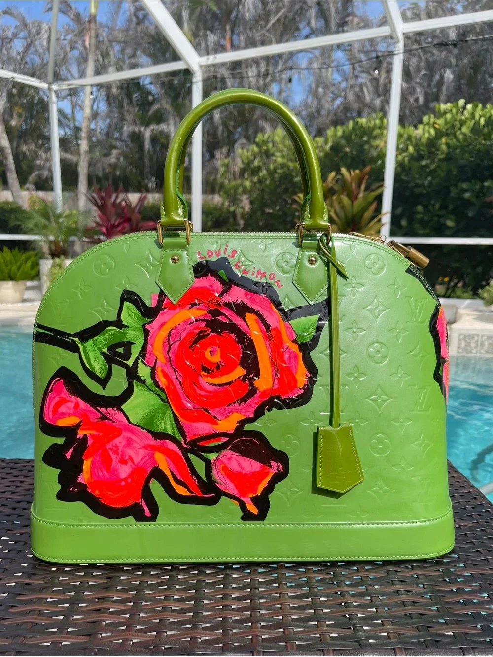 Louis Vuitton Vernis Alma GM - Limited Edition Stephen Sprouse Roses - Green